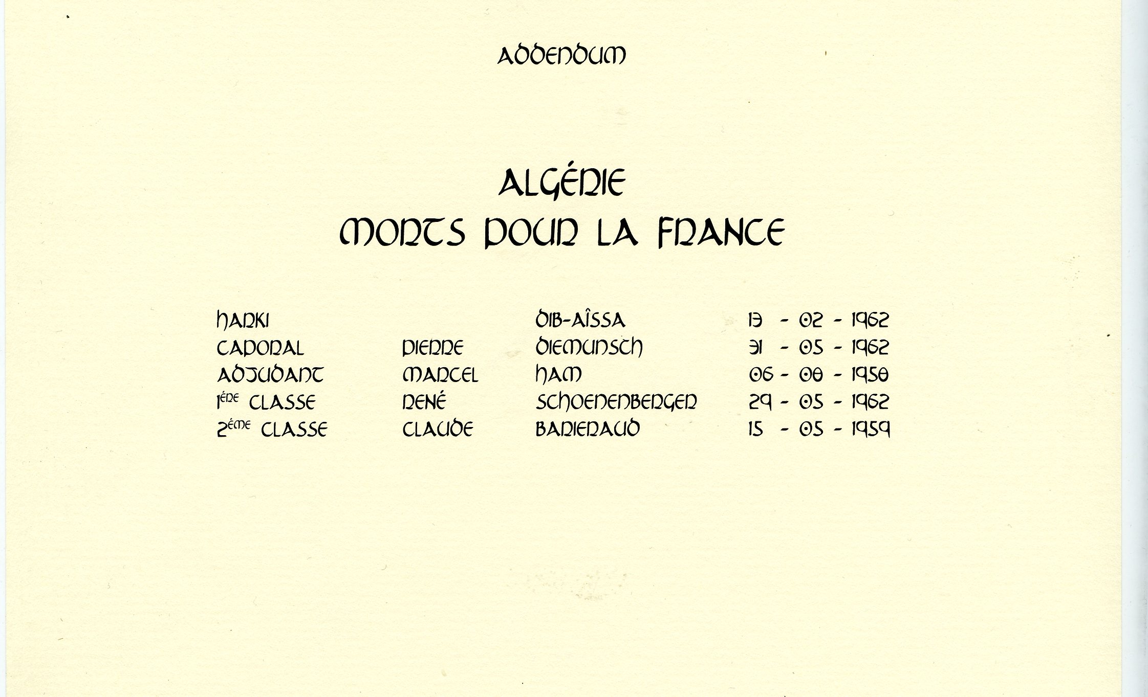 ADDENDUM ALGERIE